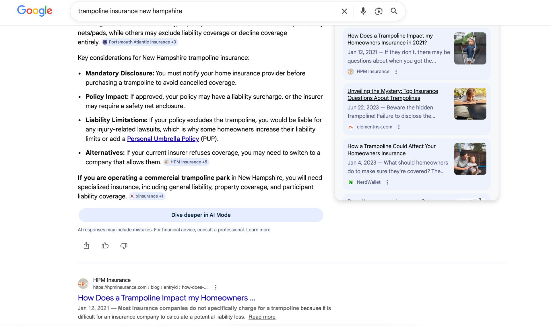 Trampoline Insurance New Hampshire